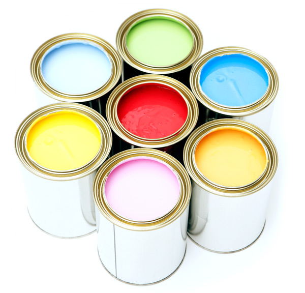 photo of cans of latex paint