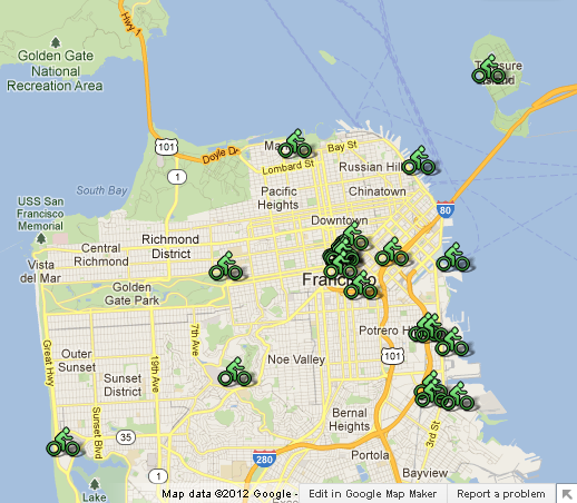 CityCycle Map of Locations