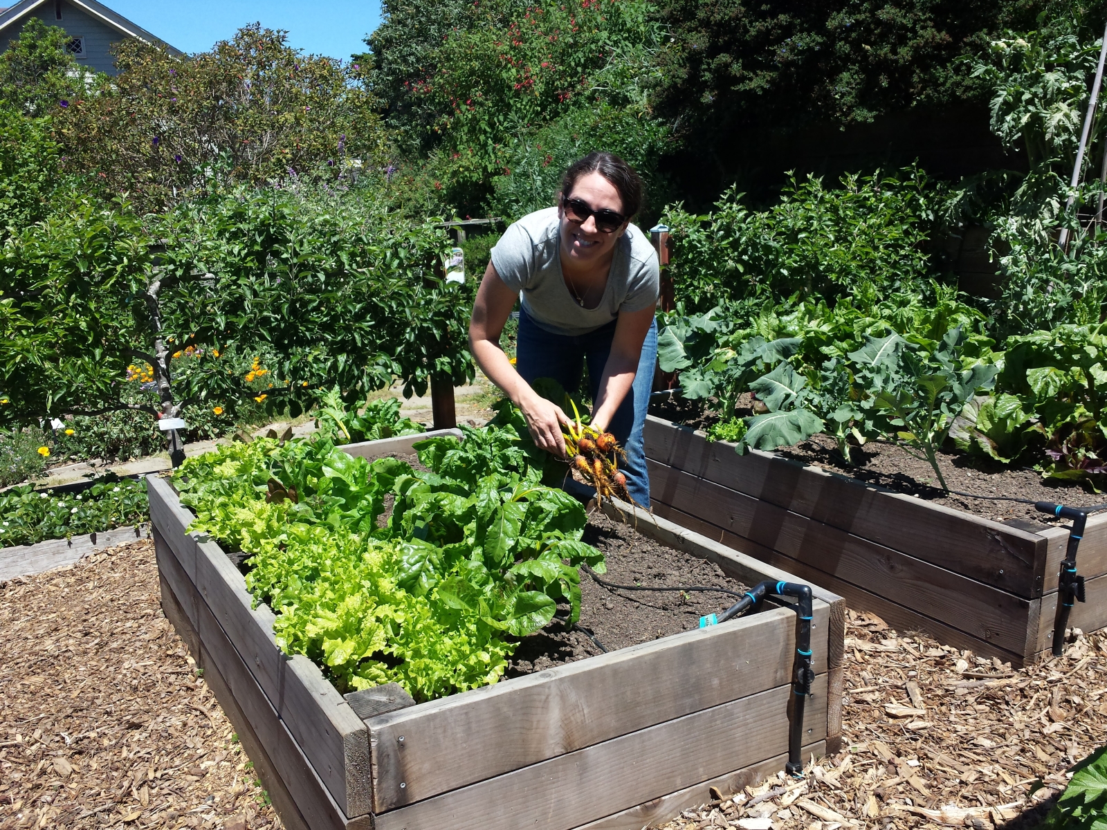 Woman smiling in garden