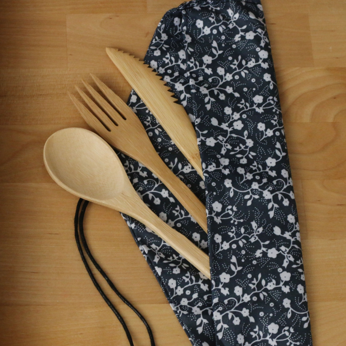 Reusable utensils in flower bag