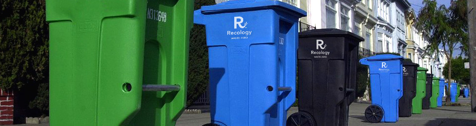 Recycling, composting, and landfill bins