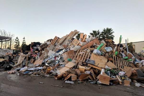 mixed pile of construction debris