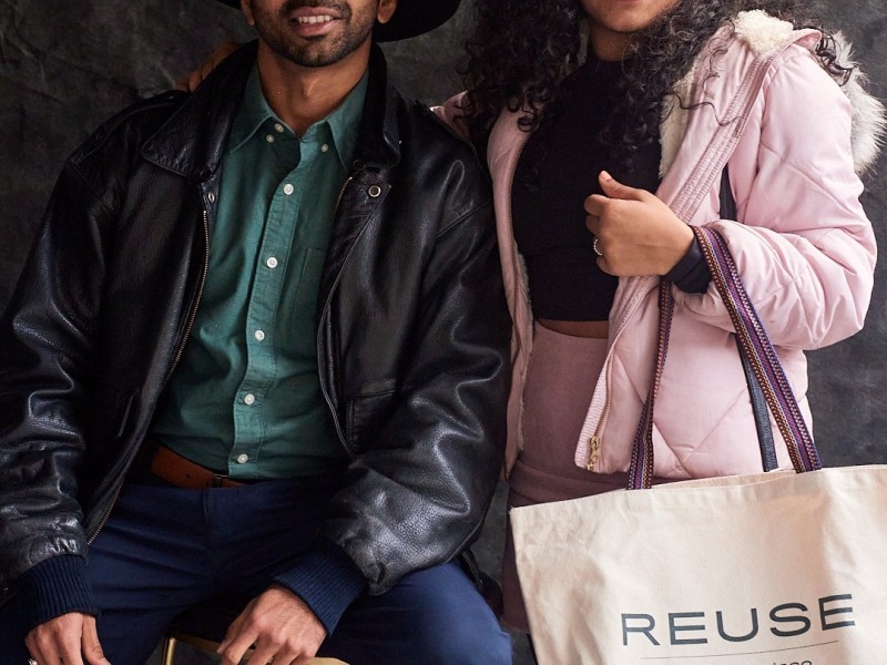 two people posing at SFE's Reuse-SF pop-up event