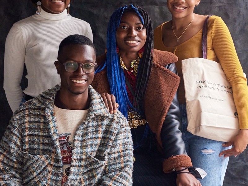 four people posing at SFE's Reuse-SF pop-up event