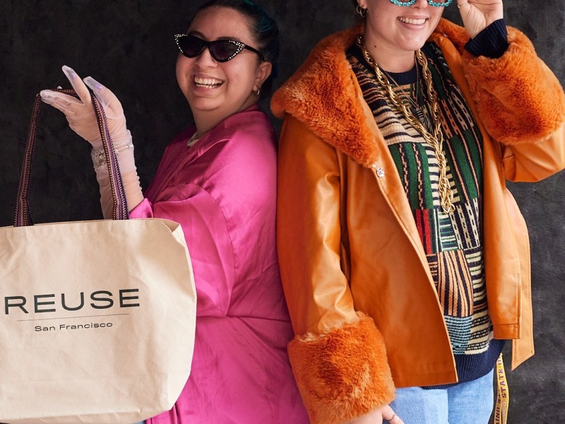 two people posing at SFE's Reuse-SF pop-up event