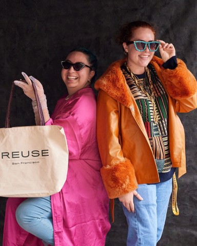 two people posing at SFE's Reuse-SF pop-up event
