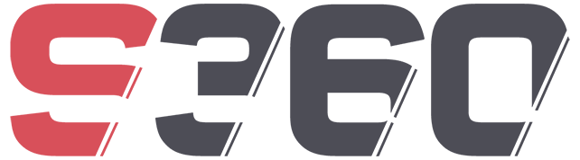 Strategies 360 logo which is light red and dark grey with the characters S360