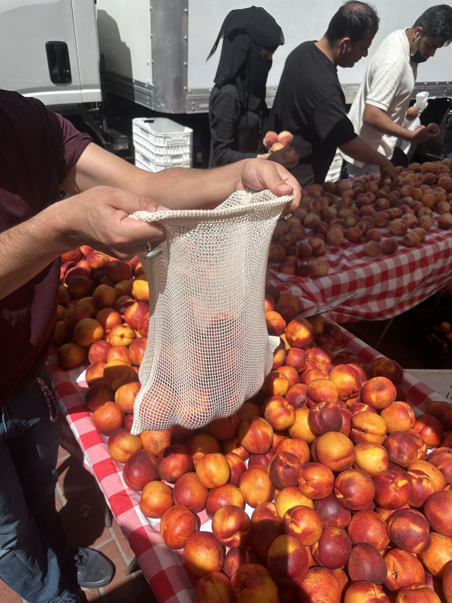 reusable bag at a local farmers market in SF