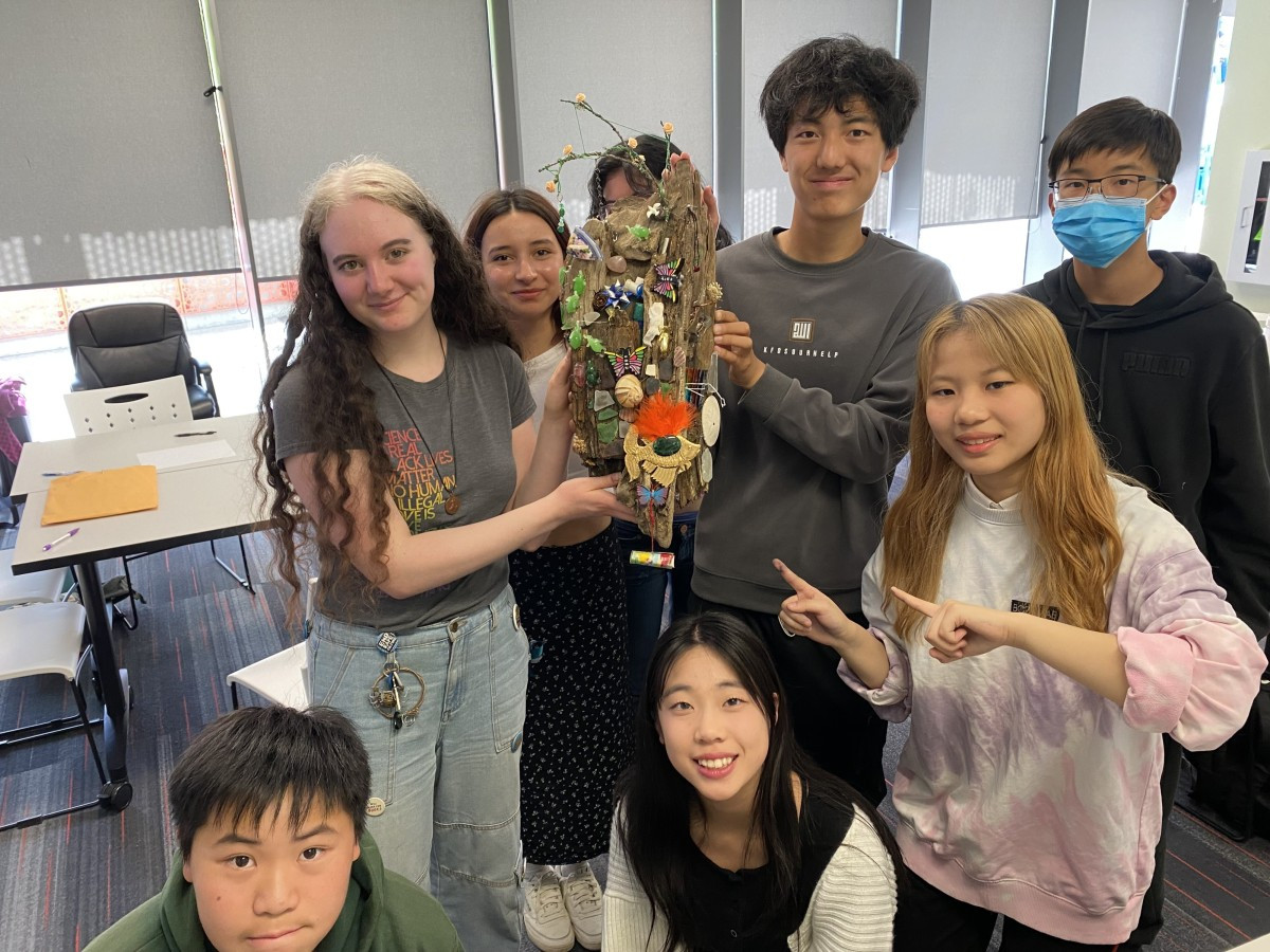 students with a school project