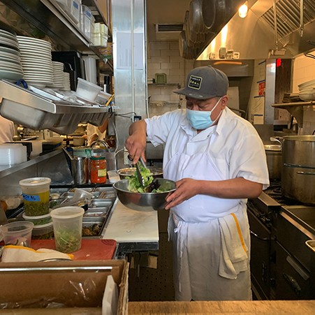Jorge Antonio Dzib Medina prepares a salad at San Francisco restaurant, Fiorella.