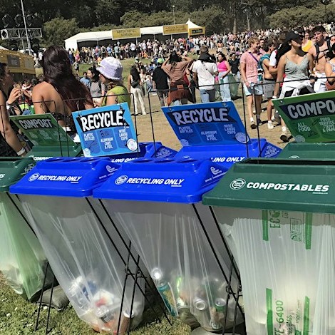 Compost and recycling bins at a San Francisco music festival