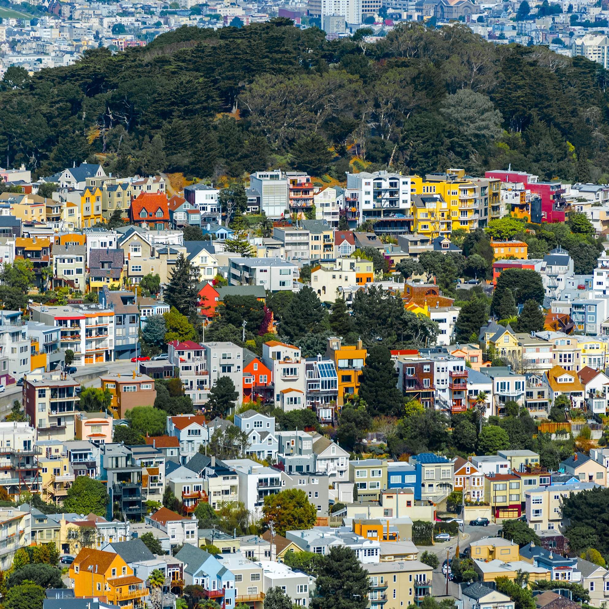 An aerial view of San Francisco homes