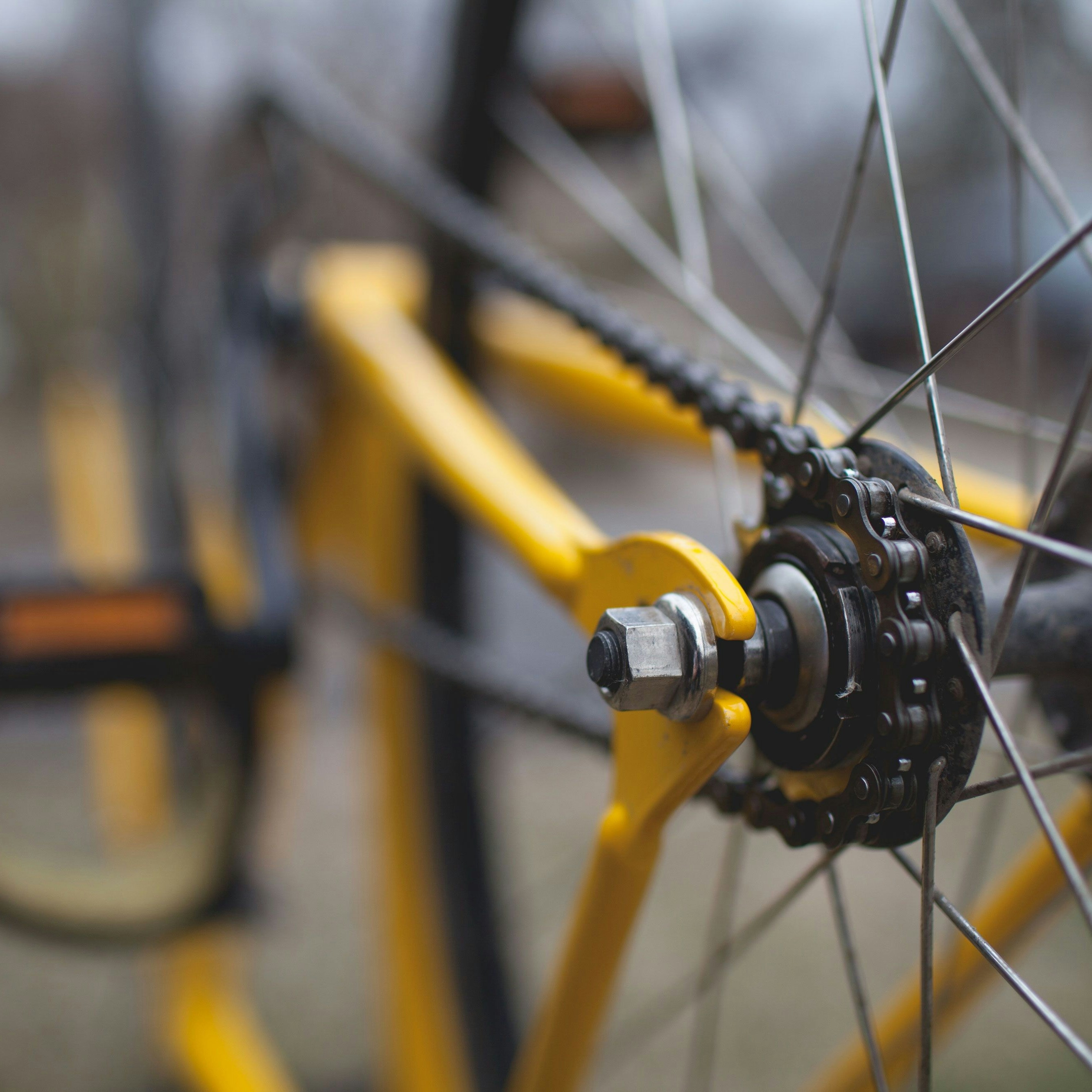 Yellow bicycle rear gears